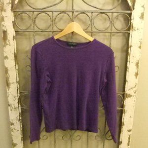 LAUREN RALPH LAUREN L/S ROUNDED NECK PULLOVER TOP-P/L